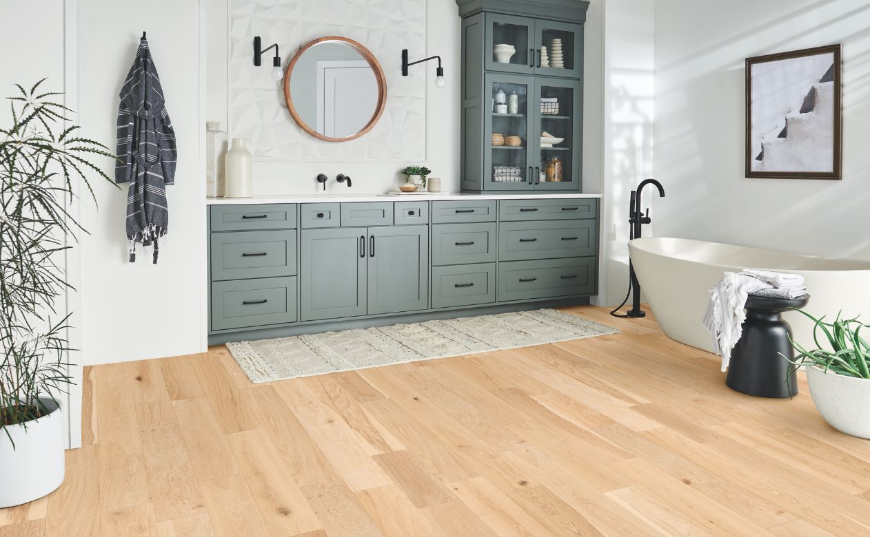 wood look flooring in a Denver, CO, bathroom with Westcraft Flooring America